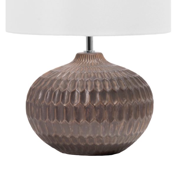 20-inch Ceramic Honeycomb Recessed Table Lamp | Grey on Sale