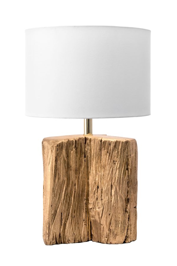 22-inch Bunyan Wood Cut Table Lamp | Gold Sale