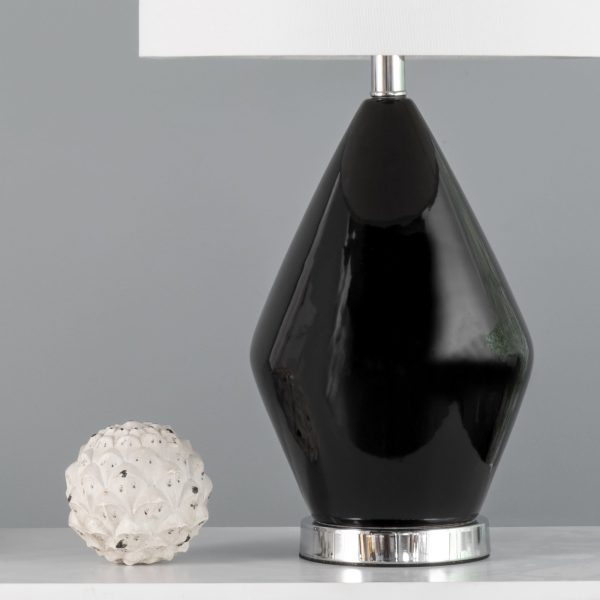 26-inch Specular Ceramic Teardrop Table Lamp | Black For Sale