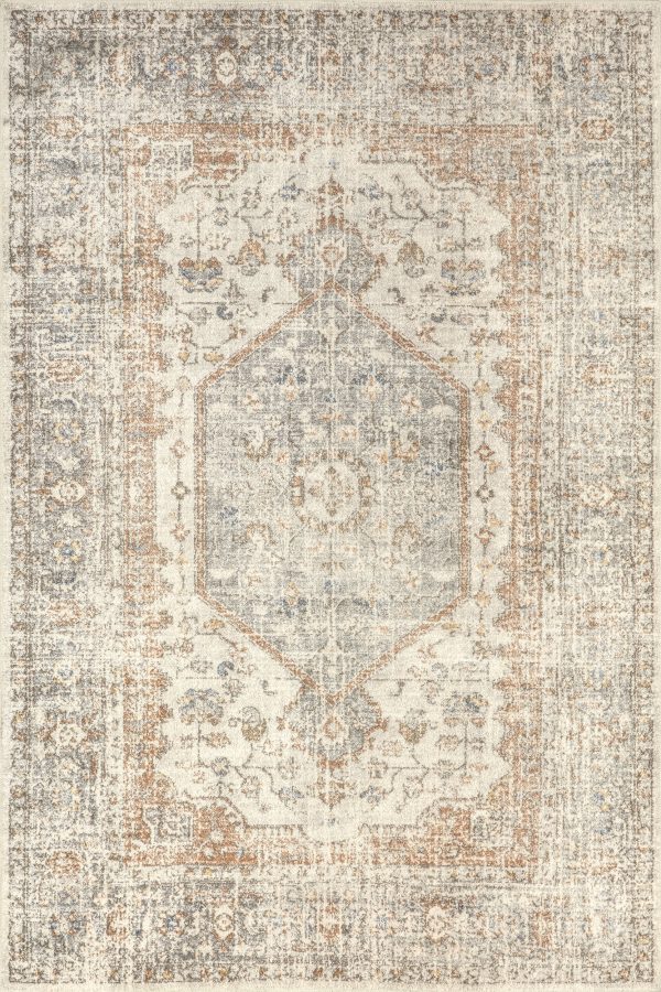 Vintage Medallion Washable Rug | Light Grey Online Sale