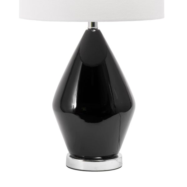 26-inch Specular Ceramic Teardrop Table Lamp | Black For Sale