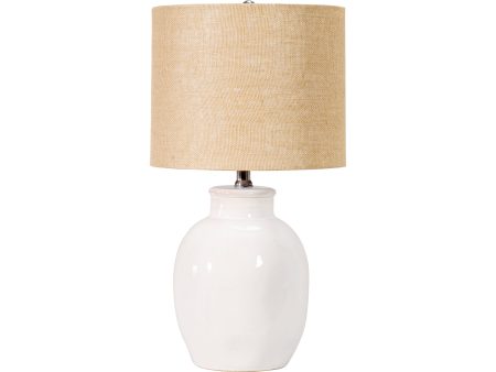 23-inch Glossy Ceramic Table Lamp | White For Sale