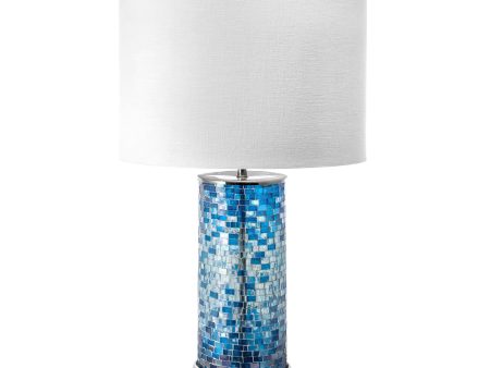 21-inch Glass Mosaic Column Table Lamp | Blue For Cheap