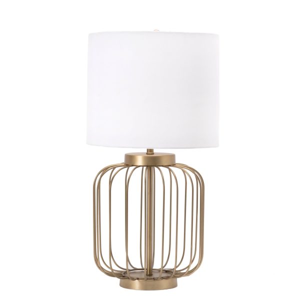 23-inch Iron Wire Framed Bird Cage Table Lamp | Brass on Sale