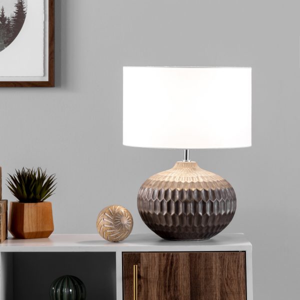 20-inch Ceramic Honeycomb Recessed Table Lamp | Grey on Sale