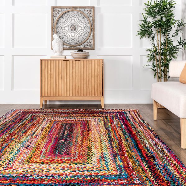 Bohemian Chindi Braided Rug | Multicolor Sale