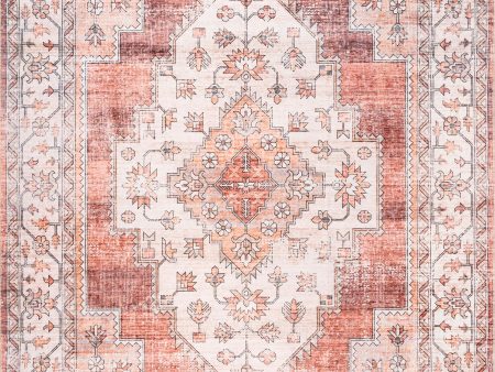 Maria Oasis Medallion Washable Rug | Rust Hot on Sale