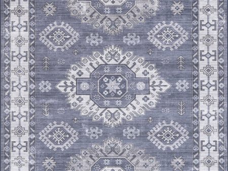 Giada Medallion Washable Indoor Outdoor Rug | Blue For Sale