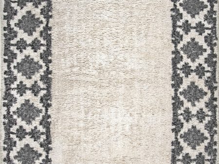 Fuzzy Diamond Border Tassel Flatweave Rug | Ivory Sale