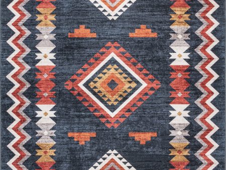 Nancy Southwestern Diamond Washable Rug | Navy Discount