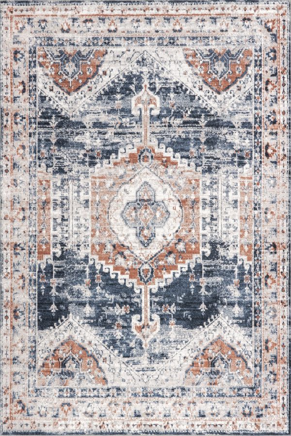 Helen Washable Vintage Rug | Navy Online Sale