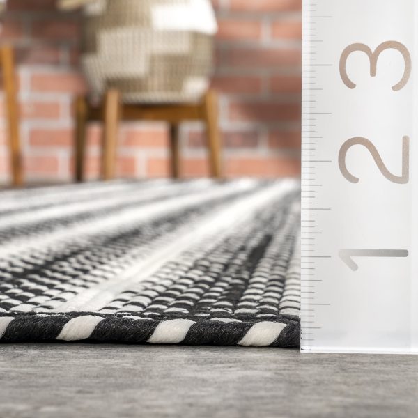 Eve Striped Indoor Outdoor Rug | Black For Discount