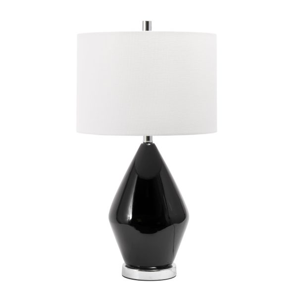 26-inch Specular Ceramic Teardrop Table Lamp | Black For Sale