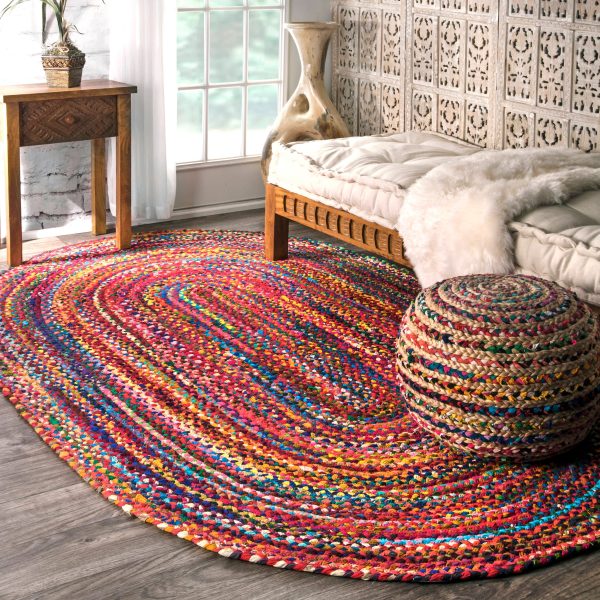 Bohemian Chindi Braided Rug | Multicolor Sale