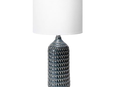 30-inch Perforated Ceramic Textured Vase Table Lamp | Grey Hot on Sale