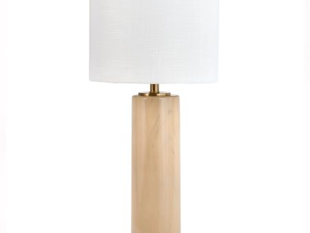 30-inch Marblized Metal Column Table Lamp | Beige Hot on Sale