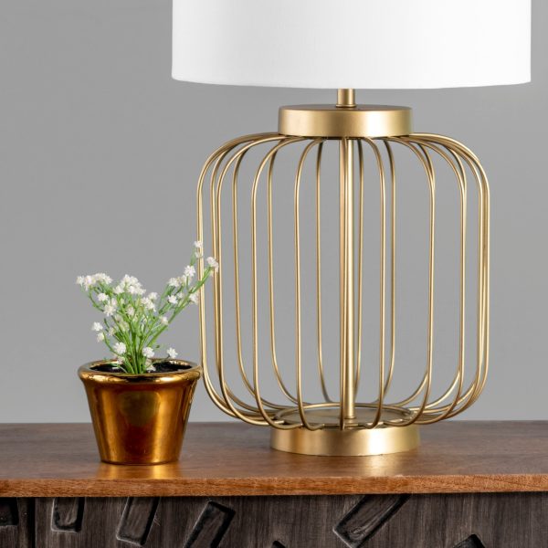 23-inch Iron Wire Framed Bird Cage Table Lamp | Brass on Sale