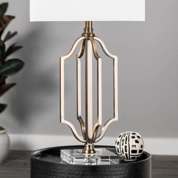 32-inch Metal Moroccan Frame Table Lamp | Antique Brass Cheap