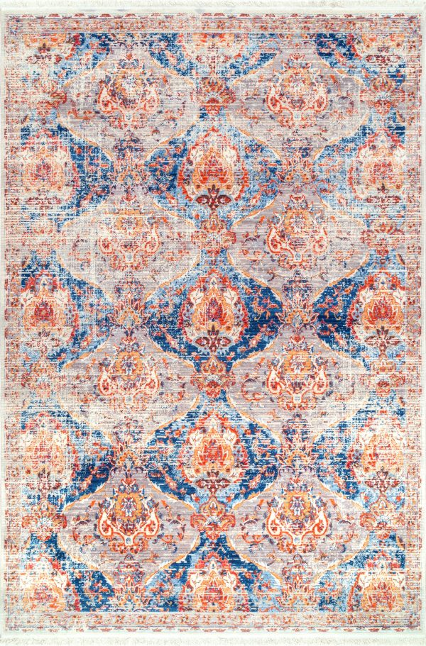 Abstract Ornamental Fringe Rug | Blue Fashion