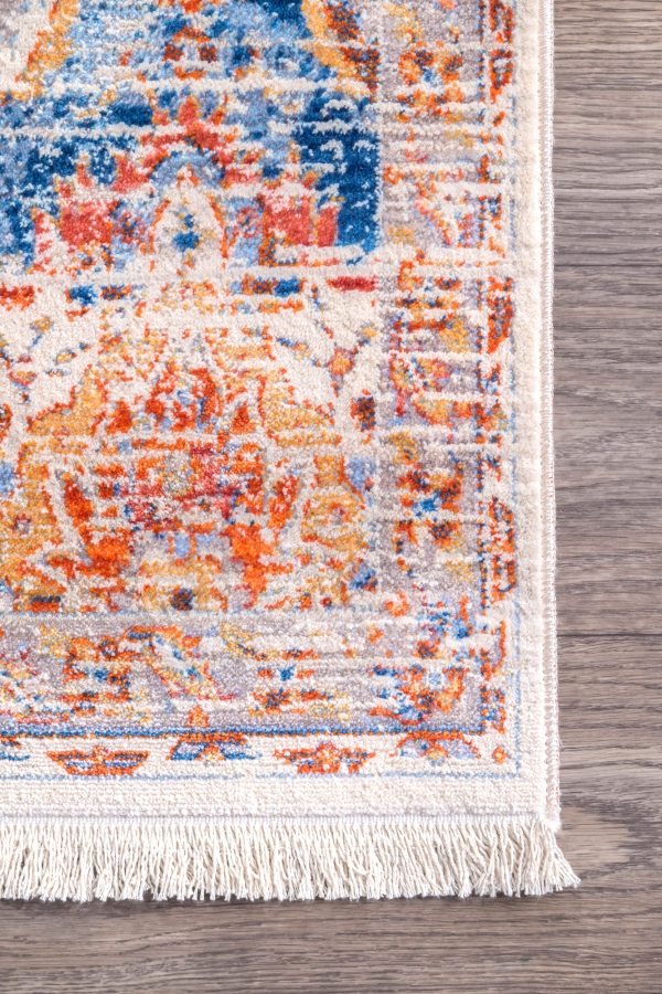 Abstract Ornamental Fringe Rug | Blue Fashion