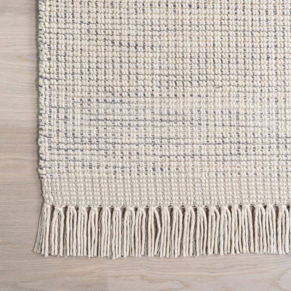 Abigail Solid Wool Fringed Rug | Ivory Hot on Sale