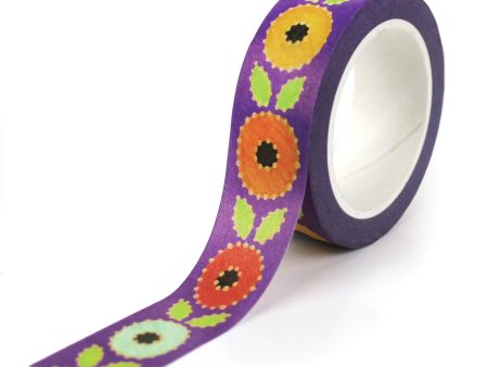 Round Flowers Purple Washi Tape Hot on Sale