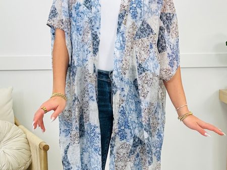 True Wishes Kimono In Blue Combo Cheap