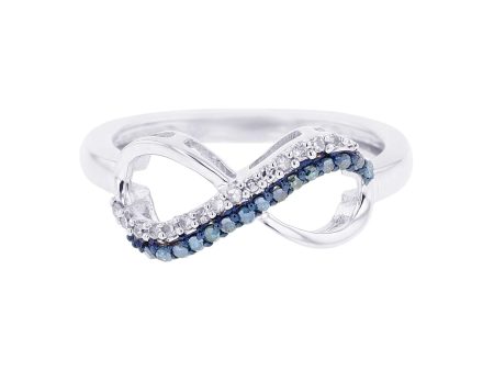 Silver Legacy Infinity Sky Blue & White Diamond Ring For Discount