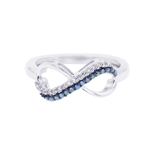 Silver Legacy Infinity Sky Blue & White Diamond Ring For Discount