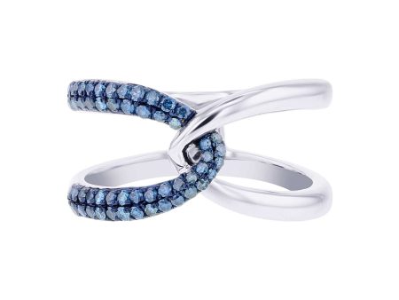 Silver Interlacing Sky Blue Diamond Ring Online Sale