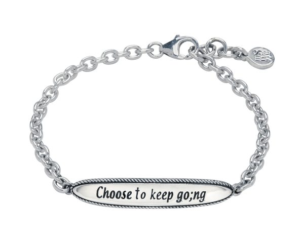 Choose to keep go;ng  Sterling Silver Suicide Awareness Women s ID Bracelet on Sale