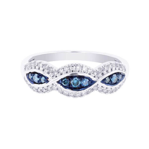 Silver Sky Blue & White Eyelet Diamond Ring Online