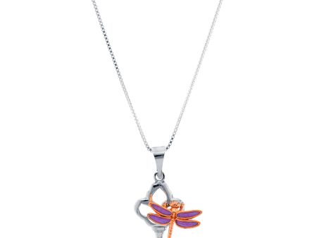 Key and 14K Rose Gold Enameled Dragonfly Sterling Silver Pendant Online