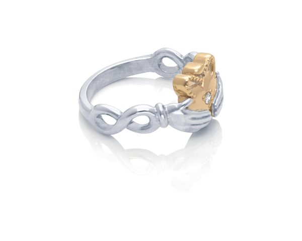 Sterling Silver and 14K Yellow Gold Claddagh Ring Cheap