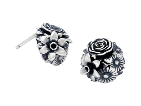 Sara  Flower Bouquet Sterling Silver Stud Earrings For Cheap