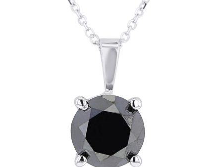 Black Diamond Solitaire Necklace 1 1 2ct Online now