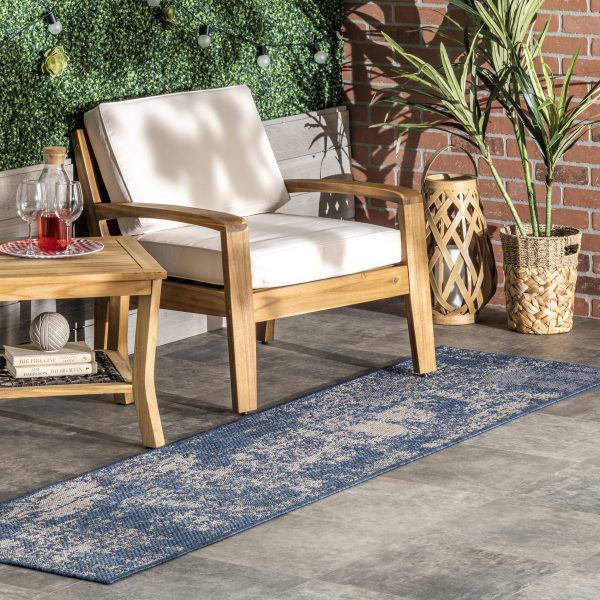 Abstract Indoor Outdoor Rug | Blue on Sale