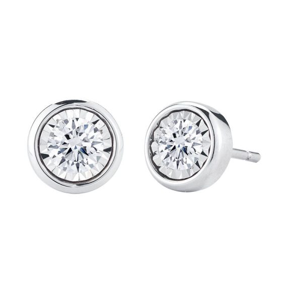 Mirage Bezel Diamond Stud Earrings 1 20ct For Sale