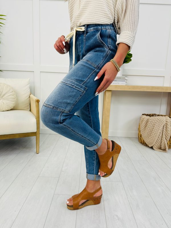 Judy Blue Adventure Awaits Cuffed Cargo Jeans Hot on Sale