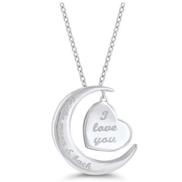 Silver Moon and Back Diamond Necklace Online