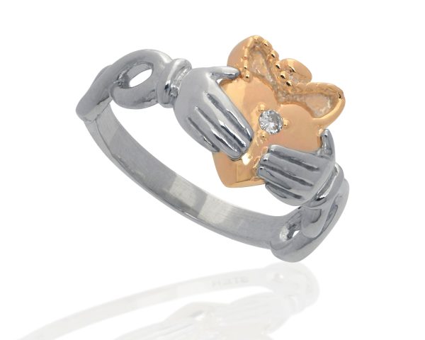 Sterling Silver and 14K Yellow Gold Claddagh Ring Cheap