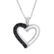 Silver Black & White Cynthia Heart Diamond Necklace Cheap