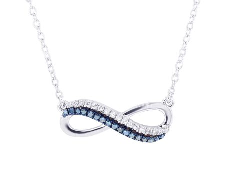 Silver Legacy Blue and White Diamond Necklace For Cheap