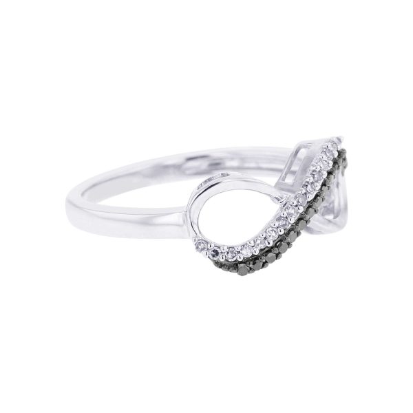 Silver Legacy Infinity Black and White Diamond Ring Fashion