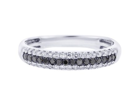 Silver Linear Black and White Diamond Ring Hot on Sale