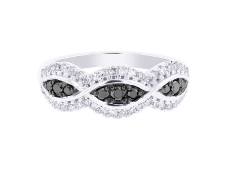 Silver Black & White Eyelet Diamond Ring Online