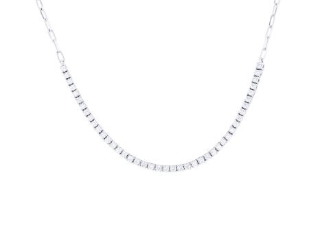 Noemi Diamond Paper Clip Necklace For Sale