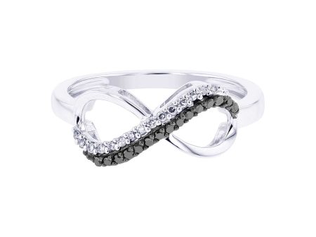 Silver Legacy Infinity Black and White Diamond Ring Fashion