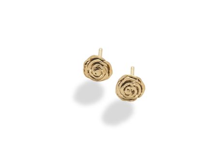 Rose Stud Earring 14K Yellow Gold- small on Sale