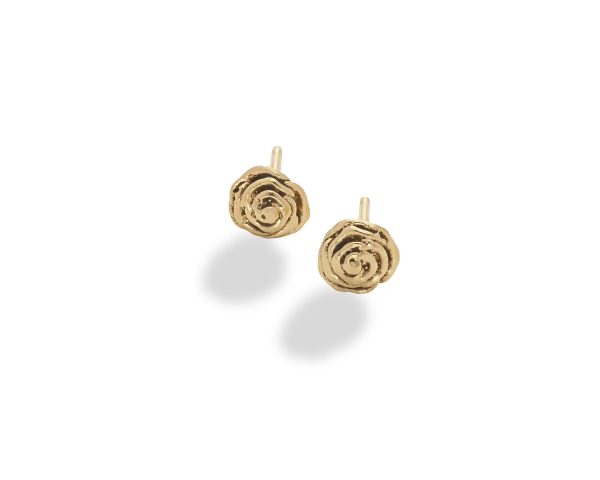 Rose Stud Earring 14K Yellow Gold- small on Sale